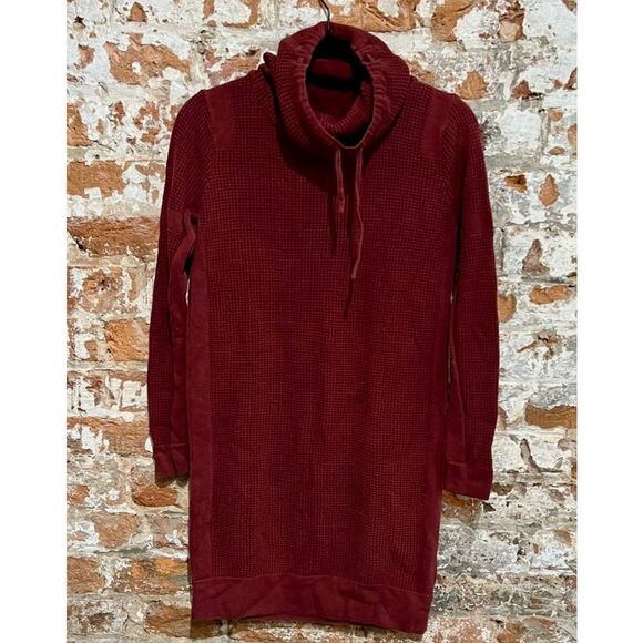 Prana NWT size M Maroon Milani Waffle Knit Sweater Dress Organic Cotton Wool ble - Picture 2 of 9